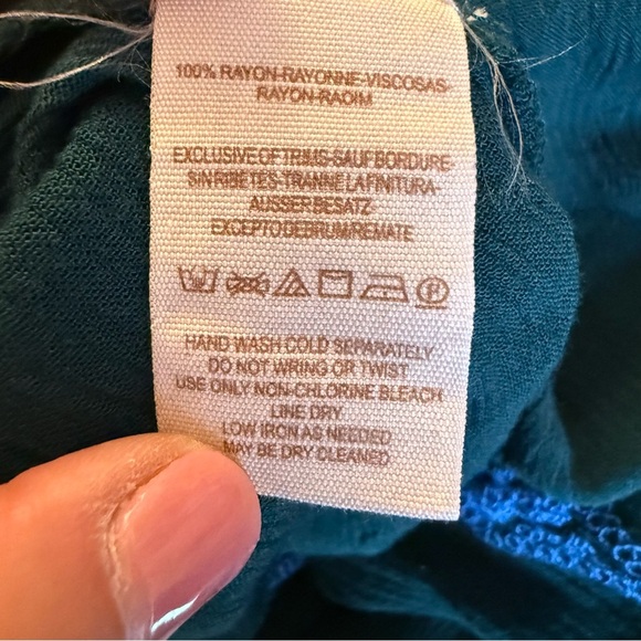 Free People | Diamond Teal and Blue Embroidered Tunic | Sz XS - Picture 10 of 11